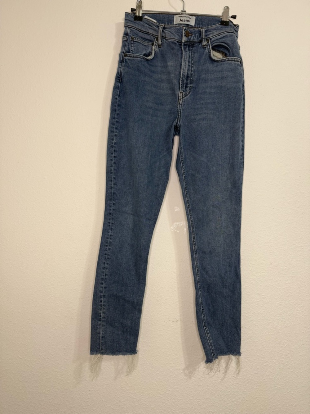 Reformation High-Rise Slim Jeans in Medium Blue Denim